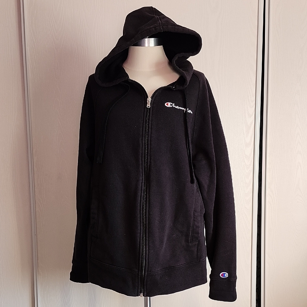 Champion Black Hoodie with Logo